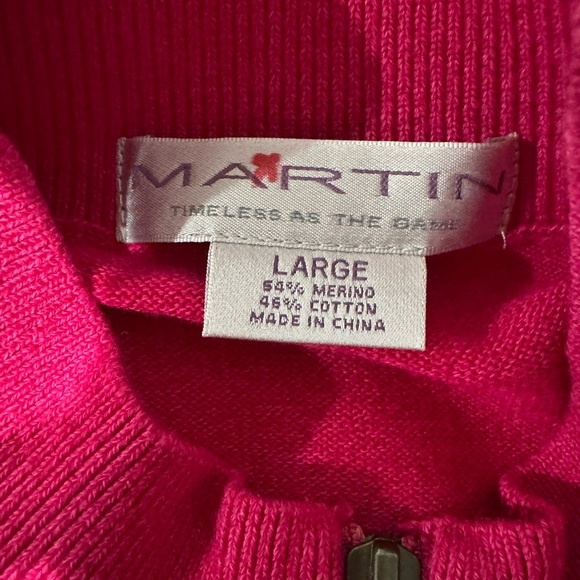 MARTIN Men’s Large Golf sweater vest 1/4 Zip Merino Wool Blend Hot Pink - Picture 7 of 8